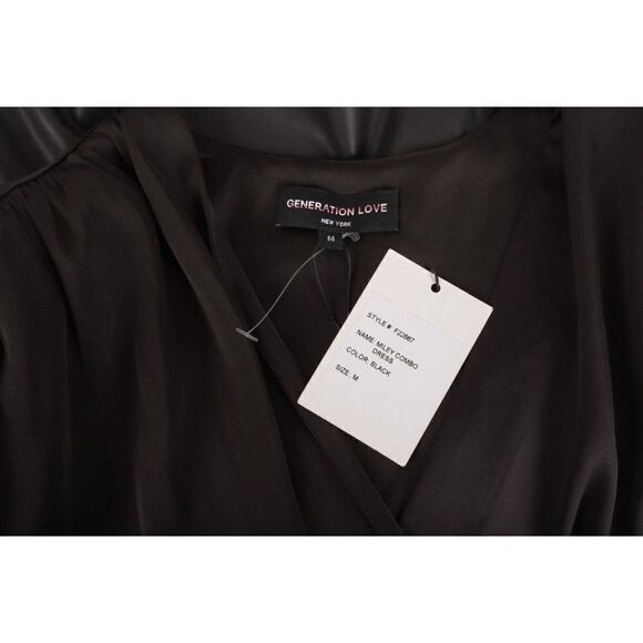 Generation Love Womens Miley Dress Size M Black Faux Leather Satin Bodice NWT - Picture 7 of 7